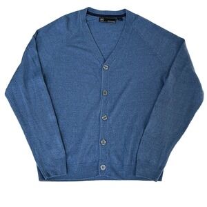 WP WEATHERPROOF Steel Blue Cardigan Sweater V Neck Size Medium Lightweight